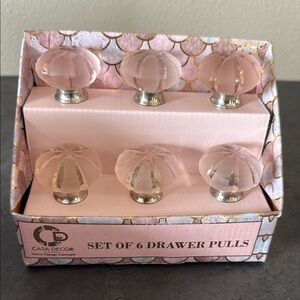 Set of 12 pink Glass Drawer Pulls